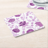 Jacobobobohnenfloral Lg Muster Pinks auf Weiß Rechteckiger Pappuntersetzer (angewinkelt)