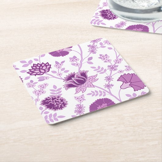 Jacobobobohnenfloral Lg Muster Pinks auf Weiß Rechteckiger Pappuntersetzer (angewinkelt)