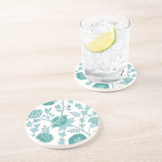 Jacobobobohnenfloral Lg Muster Tees auf Weiß Getränkeuntersetzer (Seite)