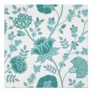 Jacobobobohnenfloral Lg Muster Tees auf Weiß Poster