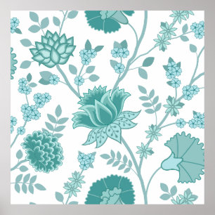 Jacobobobohnenfloral Lg Muster Tees auf Weiß Poster