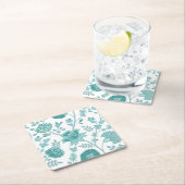 Jacobobobohnenfloral Lg Muster Tees auf Weiß Rechteckiger Pappuntersetzer (Vor Ort)