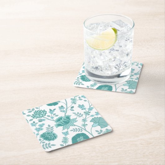 Jacobobobohnenfloral Lg Muster Tees auf Weiß Rechteckiger Pappuntersetzer (Vor Ort)