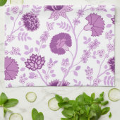 Jacobobobohnenflorale Big Pattern Pinks auf Weiß Geschirrtuch (Gefaltet)