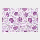 Jacobobobohnenflorale Big Pattern Pinks auf Weiß Geschirrtuch (Horizontal)