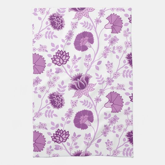 Jacobobobohnenflorale Big Pattern Pinks auf Weiß Geschirrtuch (Vertikal)