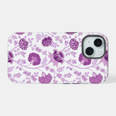 Jacobobobohnenflorale Big Pattern Pinks auf Weiß iPhone 15 Hülle (Rückseite (Horizontal))