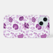 Jacobobobohnenflorale Big Pattern Pinks auf Weiß iPhone 15 Hülle (Rückseite (Horizontal))