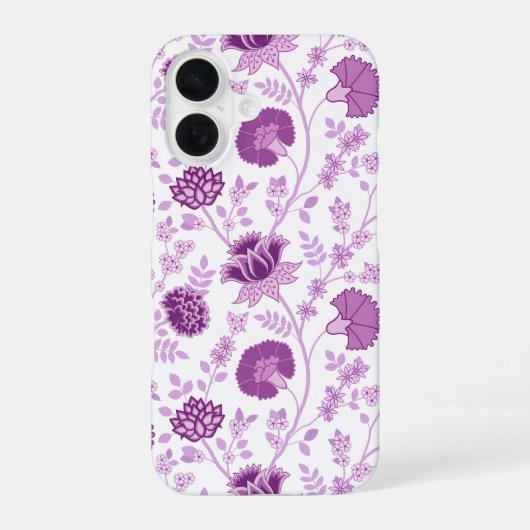 Jacobobobohnenflorale Big Pattern Pinks auf Weiß iPhone 16 Hülle (Rückseite)
