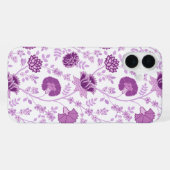 Jacobobobohnenflorale Big Pattern Pinks auf Weiß iPhone Hülle (Rückseite (Horizontal))