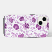 Jacobobobohnenflorale Big Pattern Pinks auf Weiß iPhone Hülle (Rückseite (Horizontal))