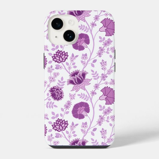 Jacobobobohnenflorale Big Pattern Pinks auf Weiß iPhone Hülle (Rückseite)