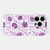 Jacobobobohnenflorale Big Pattern Pinks auf Weiß iPhone Hülle (Rückseite (Horizontal))