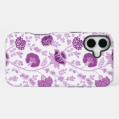 Jacobobobohnenflorale Big Pattern Pinks auf Weiß iPhone Hülle (Rückseite (Horizontal))