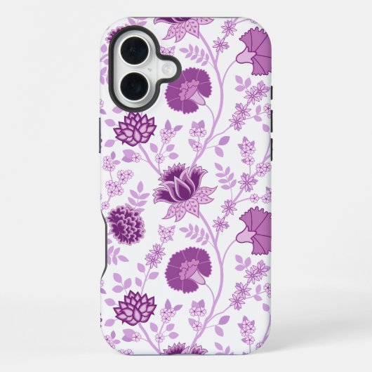 Jacobobobohnenflorale Big Pattern Pinks auf Weiß iPhone Hülle (Rückseite)