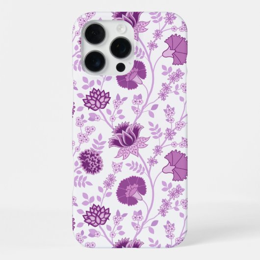 Jacobobobohnenflorale Big Pattern Pinks auf Weiß iPhone Hülle (Rückseite)