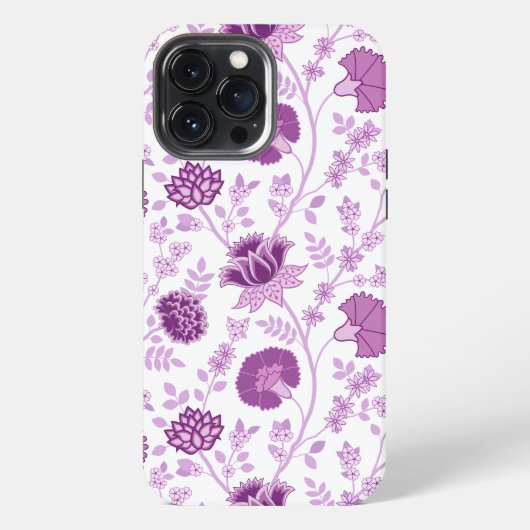 Jacobobobohnenflorale Big Pattern Pinks auf Weiß iPhone Hülle (Rückseite)