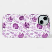 Jacobobobohnenflorale Big Pattern Pinks auf Weiß iPhone Hülle (Rückseite (Horizontal))