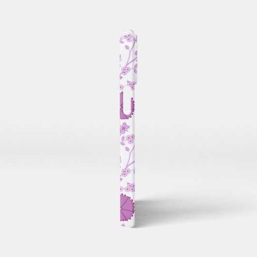 Jacobobobohnenflorale Big Pattern Pinks auf Weiß iPhone Hülle (Rechte Seite)