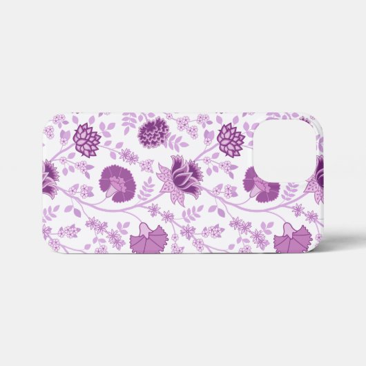 Jacobobobohnenflorale Big Pattern Pinks auf Weiß iPhone Hülle (Rückseite (Horizontal))