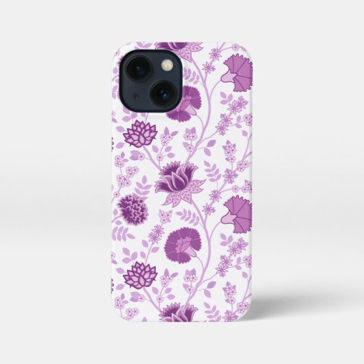 Jacobobobohnenflorale Big Pattern Pinks auf Weiß iPhone Hülle (Rückseite)
