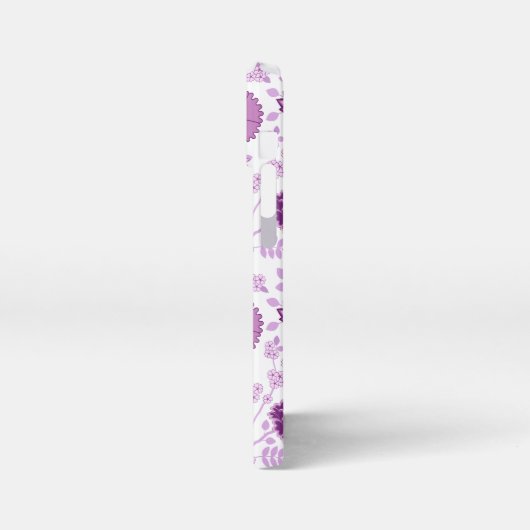 Jacobobobohnenflorale Big Pattern Pinks auf Weiß iPhone Hülle (Linke Seite)