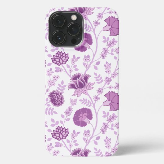 Jacobobobohnenflorale Big Pattern Pinks auf Weiß iPhone Hülle (Rückseite)