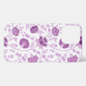 Jacobobobohnenflorale Big Pattern Pinks auf Weiß iPhone Hülle (Rückseite (Horizontal))