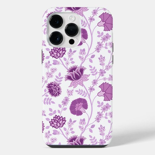 Jacobobobohnenflorale Big Pattern Pinks auf Weiß iPhone Hülle (Rückseite)