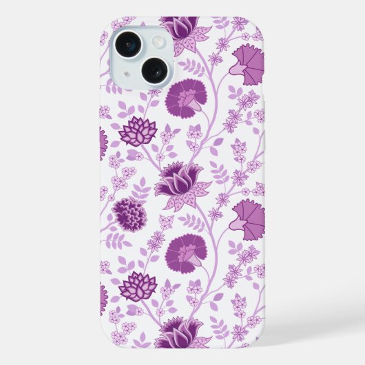 Jacobobobohnenflorale Big Pattern Pinks auf Weiß iPhone Hülle (Rückseite)