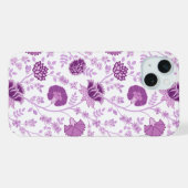 Jacobobobohnenflorale Big Pattern Pinks auf Weiß iPhone Hülle (Rückseite (Horizontal))