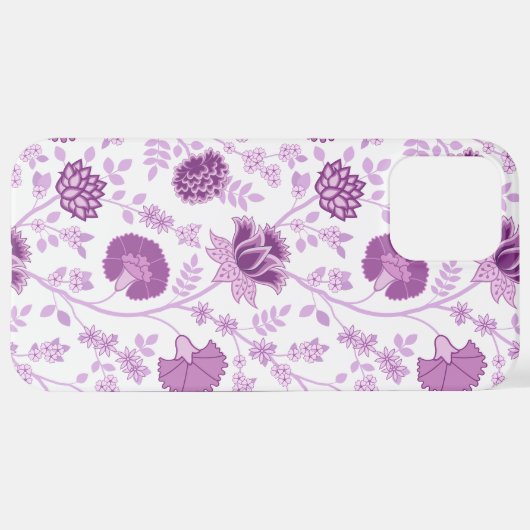 Jacobobobohnenflorale Big Pattern Pinks auf Weiß iPhone Hülle (Rückseite (Horizontal))