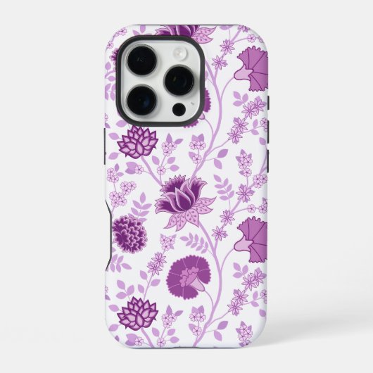 Jacobobobohnenflorale Big Pattern Pinks auf Weiß iPhone Hülle (Rückseite)