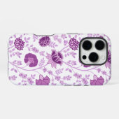 Jacobobobohnenflorale Big Pattern Pinks auf Weiß iPhone Hülle (Rückseite (Horizontal))