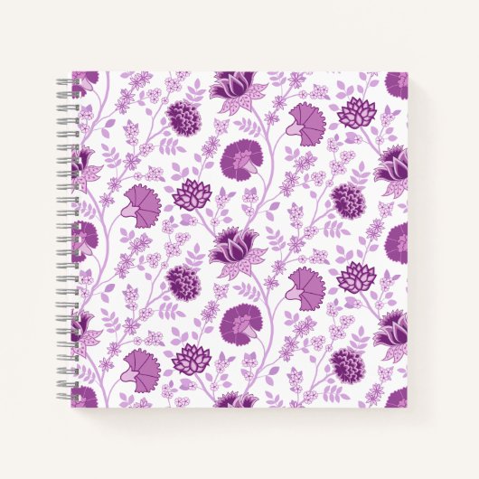 Jacobobobohnenflorale Big Pattern Pinks auf Weiß Notizblock (Vorderseite)