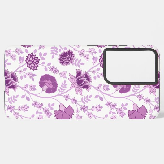 Jacobobobohnenflorale Big Pattern Pinks auf Weiß Samsung Galaxy Hülle (Rückseite (Horizontal))