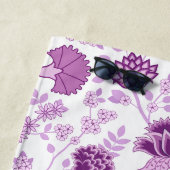 Jacobobobohnenflorale Big Pattern Pinks auf Weiß Strandtuch (Beispiel)