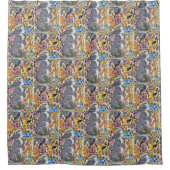 Jacobobohne Blumengebälk Bunny Rabbit Birds Duschv Duschvorhang (Vorderseite)