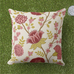Jacobobohne Blumenmuster LG Muster Reds Pinks Gold Kissen
