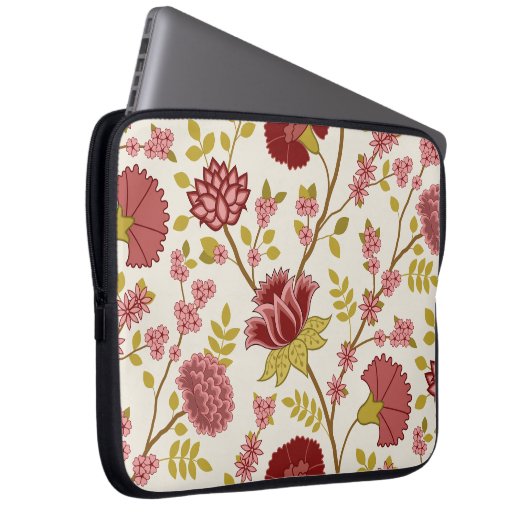 Jacobobohne Blumenmuster LG Muster Reds Pinks Gold Laptopschutzhülle (Vorne Rechts)