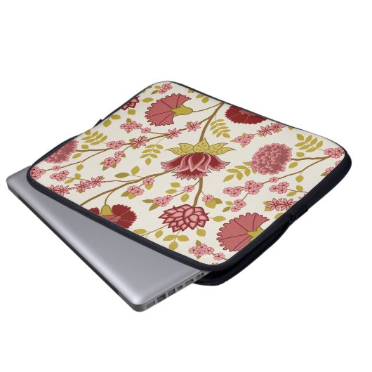 Jacobobohne Blumenmuster LG Muster Reds Pinks Gold Laptopschutzhülle (Vorne Knopf)