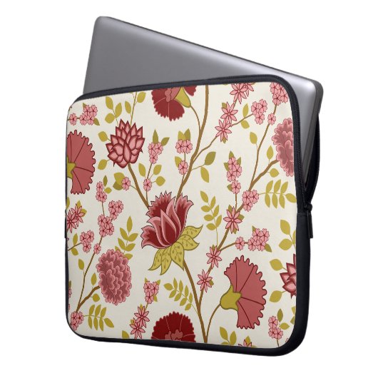 Jacobobohne Blumenmuster LG Muster Reds Pinks Gold Laptopschutzhülle (Vorderseite Links)