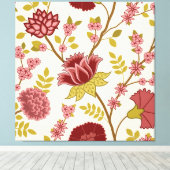 Jacobobohne Blumenmuster LG Muster Reds Pinks Gold Leinwanddruck (Insitu (Holzboden))