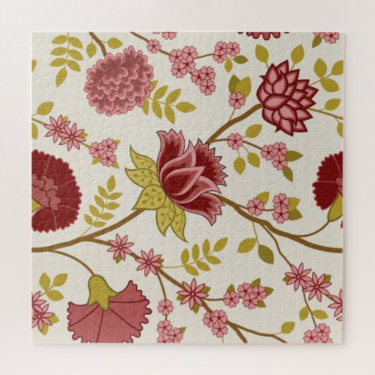 Jacobobohne Blumenmuster LG Muster Reds Pinks Gold Puzzle (Horizontal)