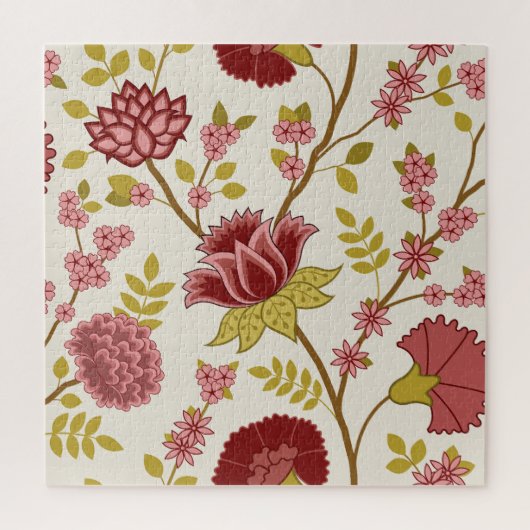 Jacobobohne Blumenmuster LG Muster Reds Pinks Gold Puzzle (Vertikal)