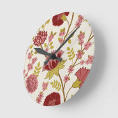 Jacobobohne Blumenmuster LG Muster Reds Pinks Gold Runde Wanduhr (Winkel)