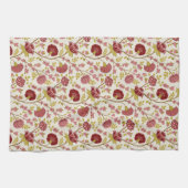 Jacobobohne Blumenmuster Reds Pinks Gold Creme Geschirrtuch (Horizontal)