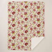 Jacobobohne Blumenmuster Reds Pinks Gold Creme Sherpadecke (Vorderseite)