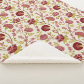 Jacobobohne Blumenmuster Reds Pinks Gold Creme Sherpadecke (3/4)