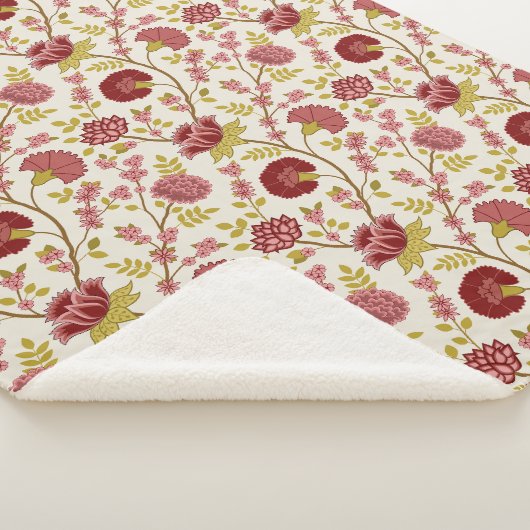 Jacobobohne Blumenmuster Reds Pinks Gold Creme Sherpadecke (3/4)